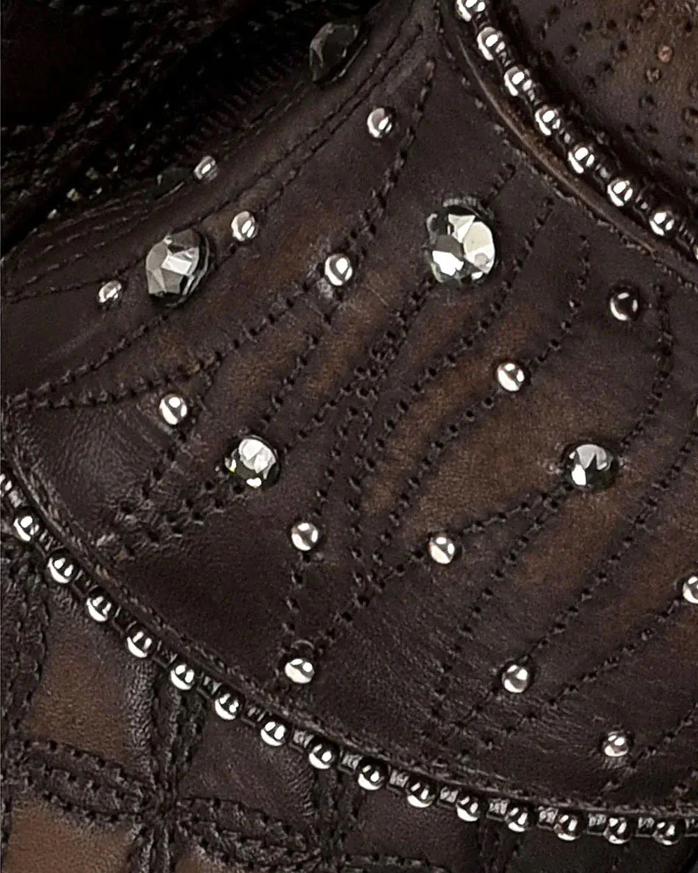 Tall brown boot with crystals