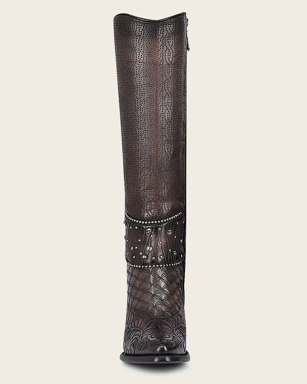 Tall brown boot with crystals