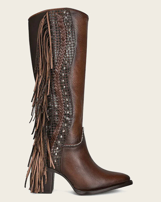 Tall western style brown boot