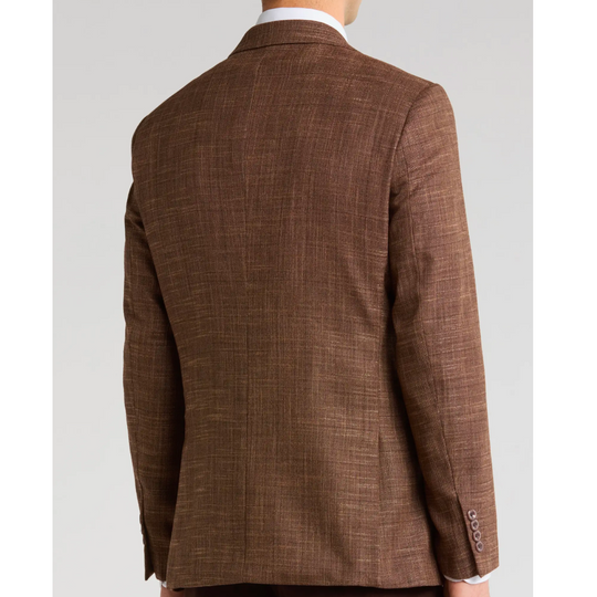 Men's Brown Slim Fit Grid Plaid Blazer