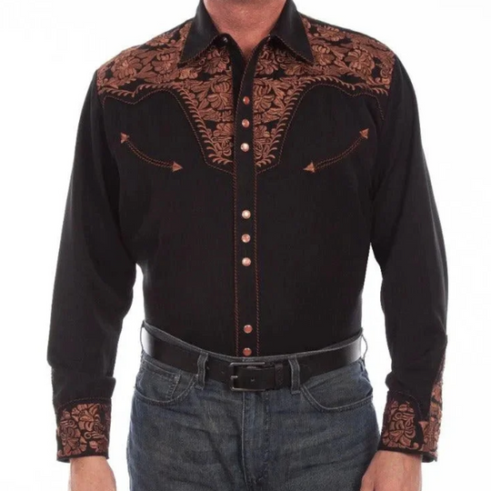 Men's Embroidered Gunfighter Long Sleeve Snap Western Shirt