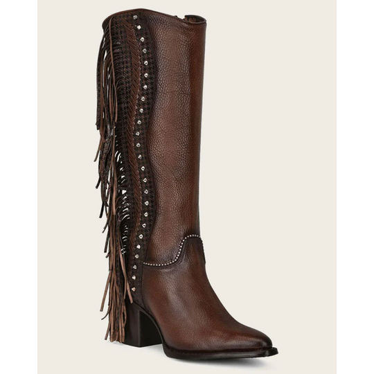 Tall western style brown boot