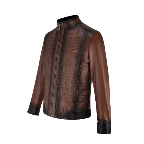 Cuadra Brown mandarin neck jacket