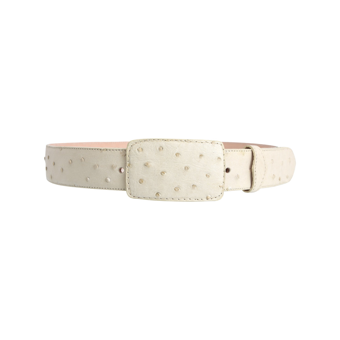 White Diamond Ostrich Belt